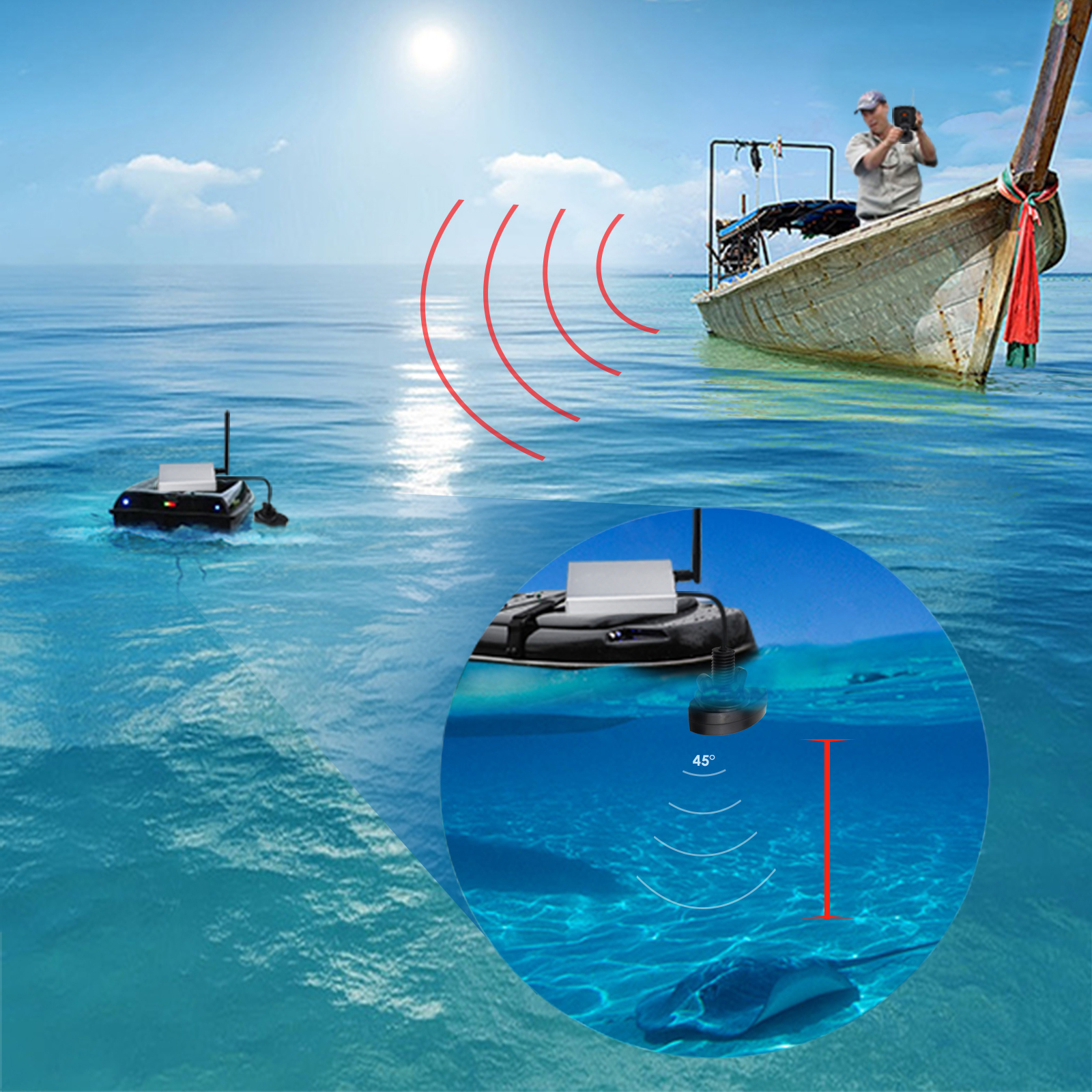 LUCKY Fishfinder 300m/ 980ft F - огляд і ціна Fishing Boat Depth Finder
