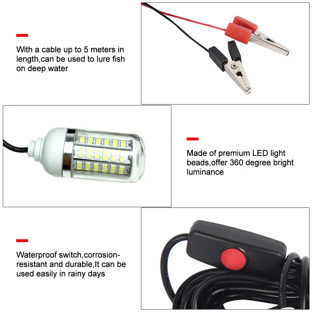 12V Underwater Lamp 15W 108 LE - огляд і ціна Fishing Boat Navigation Light