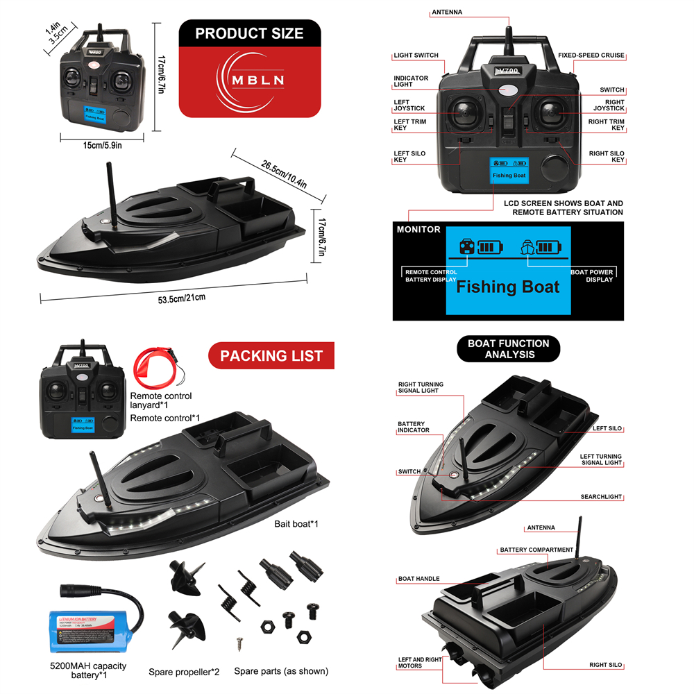 Brand,Fishing Bait Boat,Dual M - огляд і ціна Fishing Boat Trolling Motor