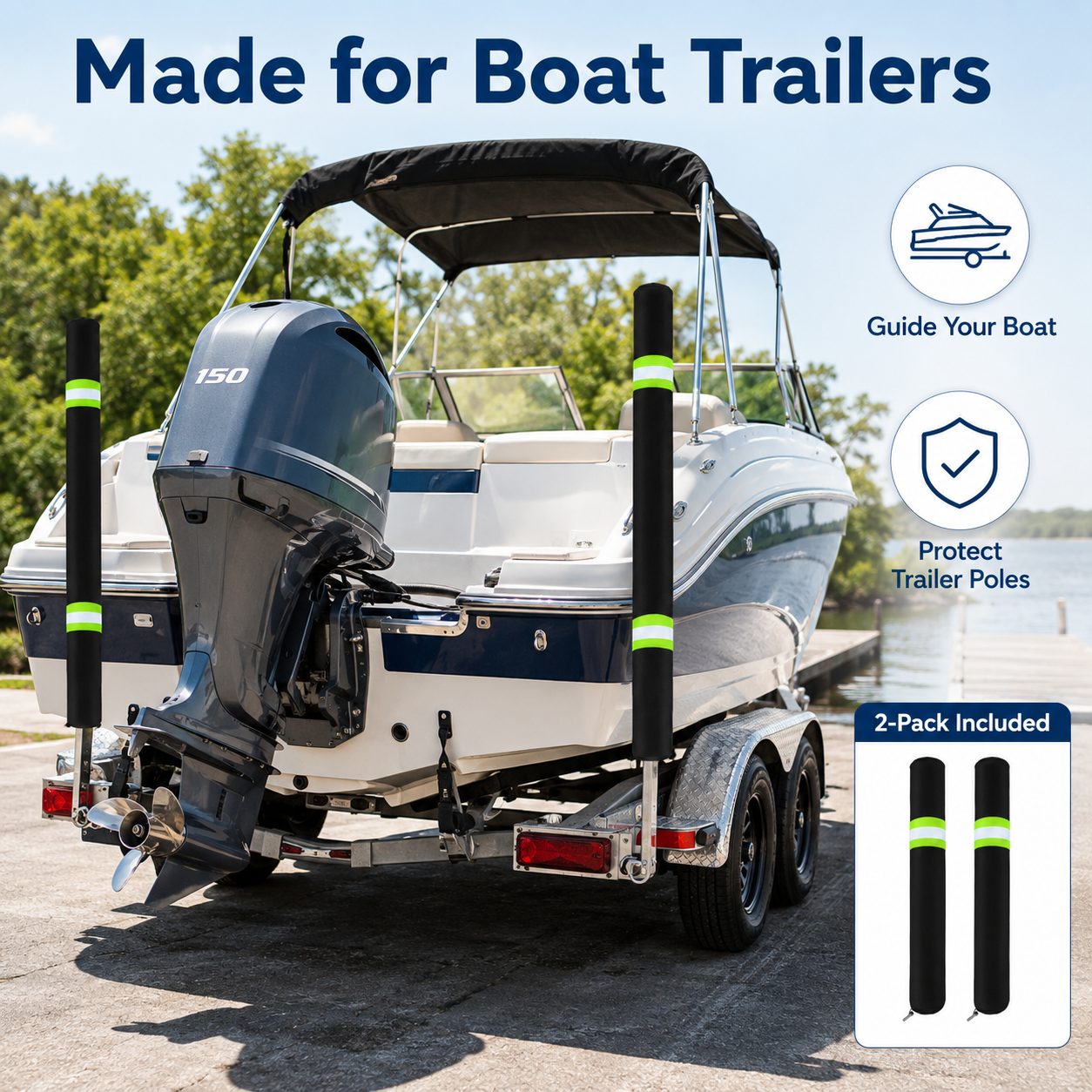 2Pcs Boat Trailer Guide Pole C - огляд і ціна Fishing Boat Cover